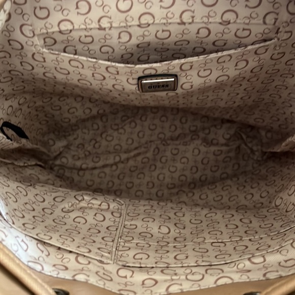 Guess Logo Backpack Tan/Beige/Brown Faux Leather - 12 x 12 x 5 - Picture 11 of 12